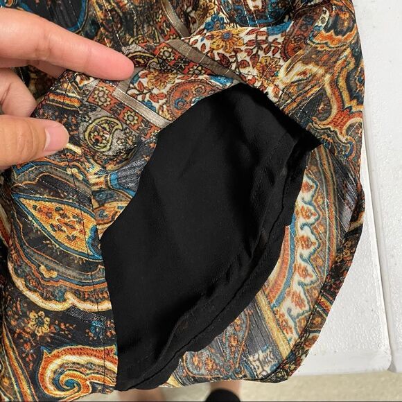 ANTHROPOLOGIE MEADOW RUE BLACK CHIFFON PAISLEY PEASANT BLOUSE LINED SZ small - Picture 8 of 10